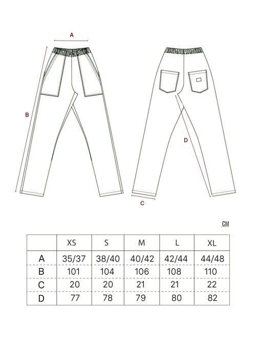Sizing Pantalón Superior Chef Coastal