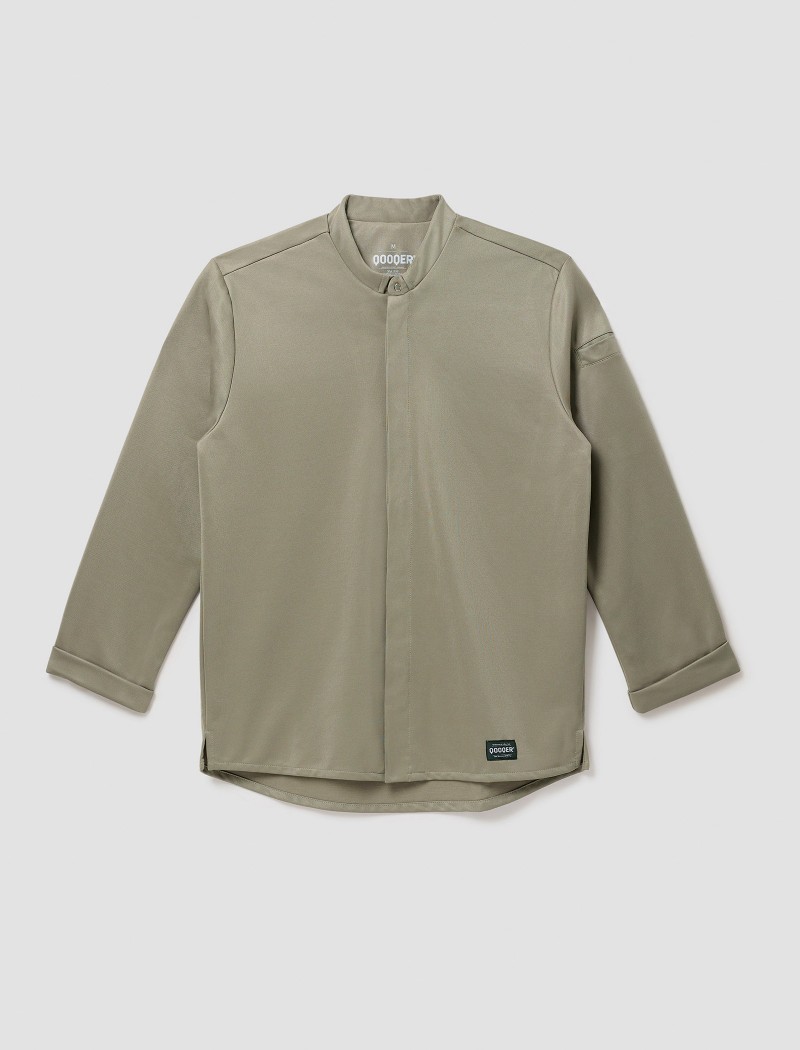 Camisa de chef Khaki de manga larga en tejido de punto Camisa Jac Moss