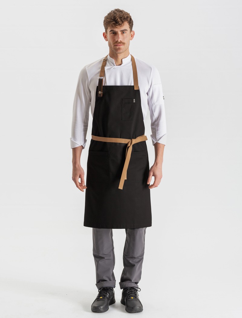 Delantal de cocina negro y marrón Delantal de cocina negro y marrón