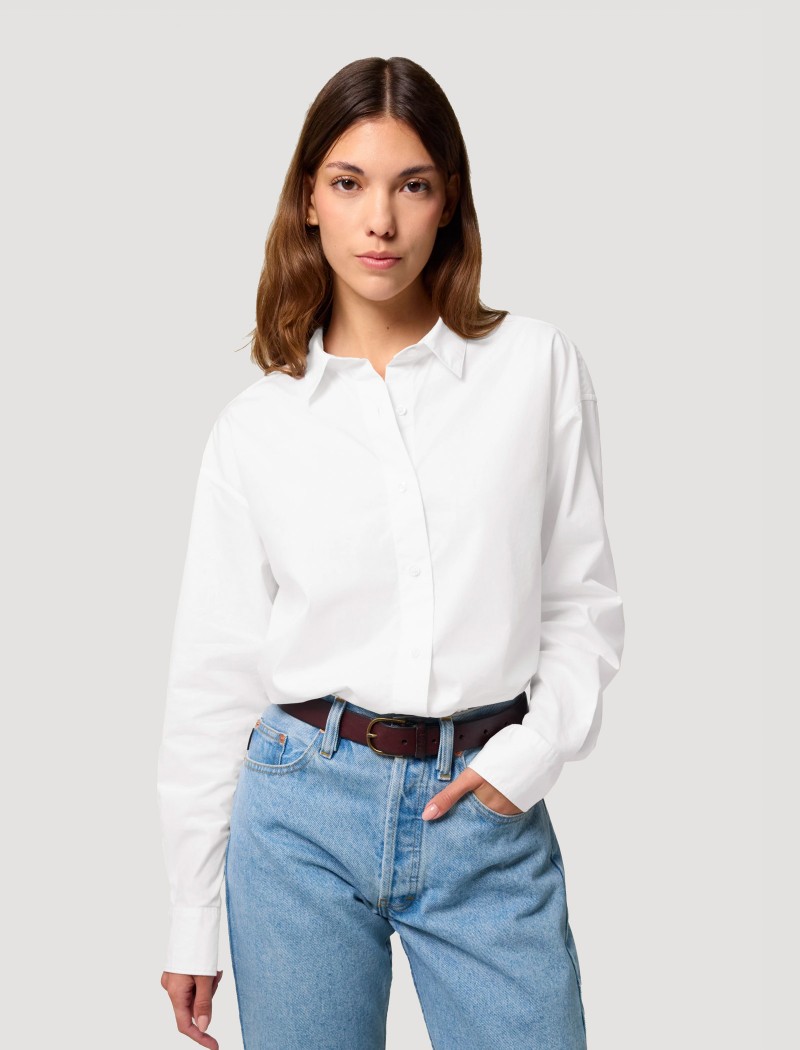 Women's white poplin shirt Camisa de popelín ligera blanca mujer