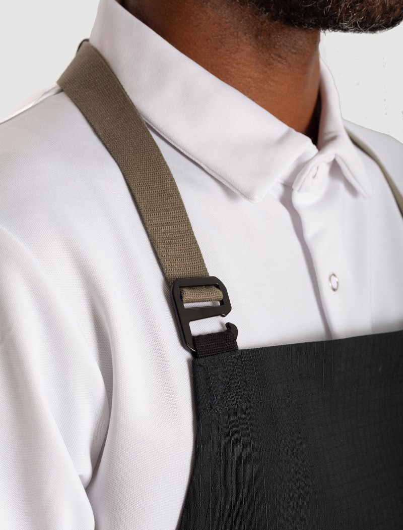 Delantal cocinero negro con hebilla Delantal cocinero negro con hebilla