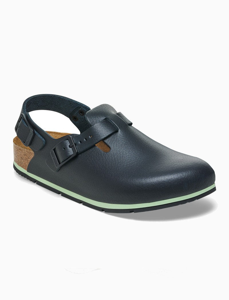 Zuecos Birkenstock de piel negro y verde Zuecos Birkenstock de piel negro y verde