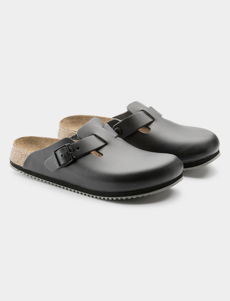 Zuecos Birkenstock de cuero negro Birkenstock Boston SL Negro