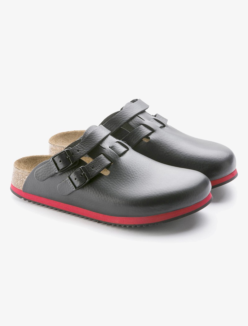 Zuecos cuero negro y rojo Zuecos cuero negro y rojo