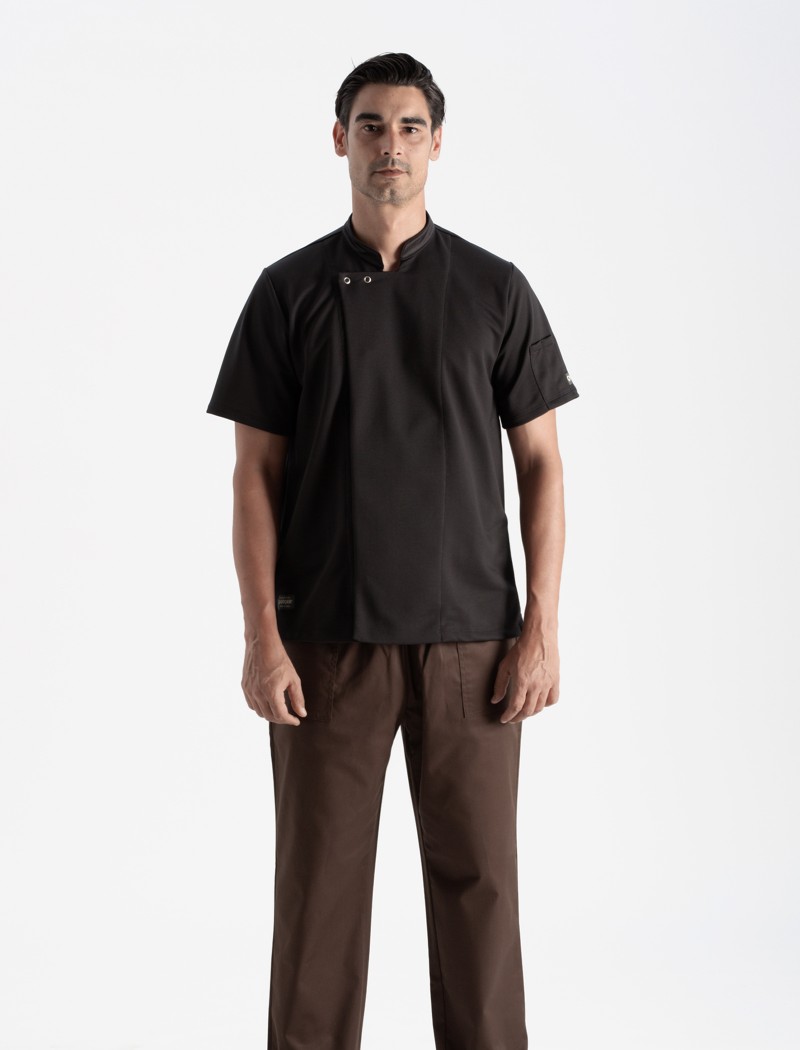 Chaquetilla de cocinero negra antiarrugas Chaquetilla de cocinero negra antiarrugas