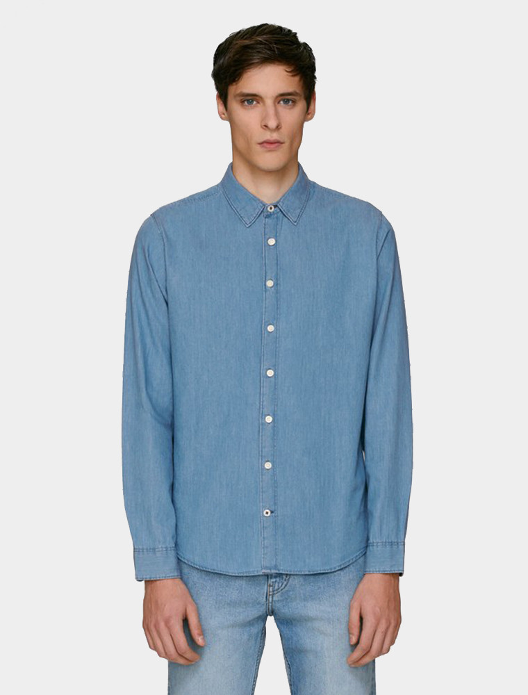 Camisa denim hombre azul claro Camisa denim hombre azul claro