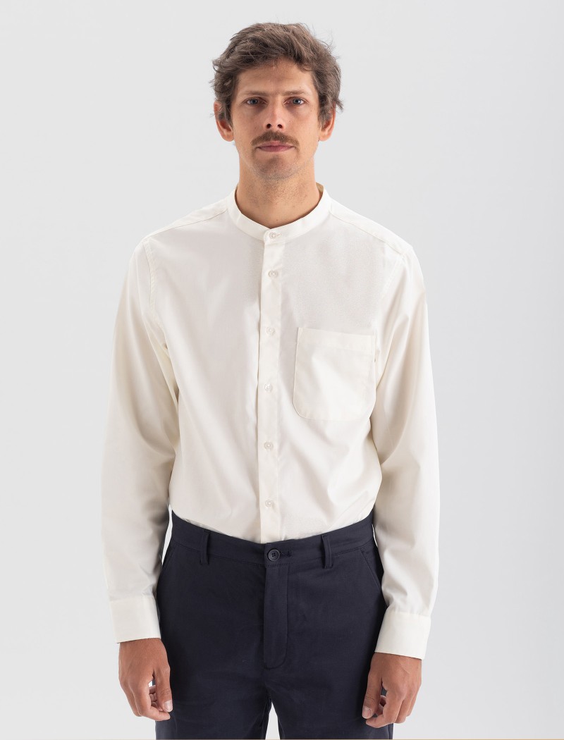 Camisa Mao de hombre en Algodón Orgánico ecru Camisa Mao de hombre en Algodón Orgánico ecru