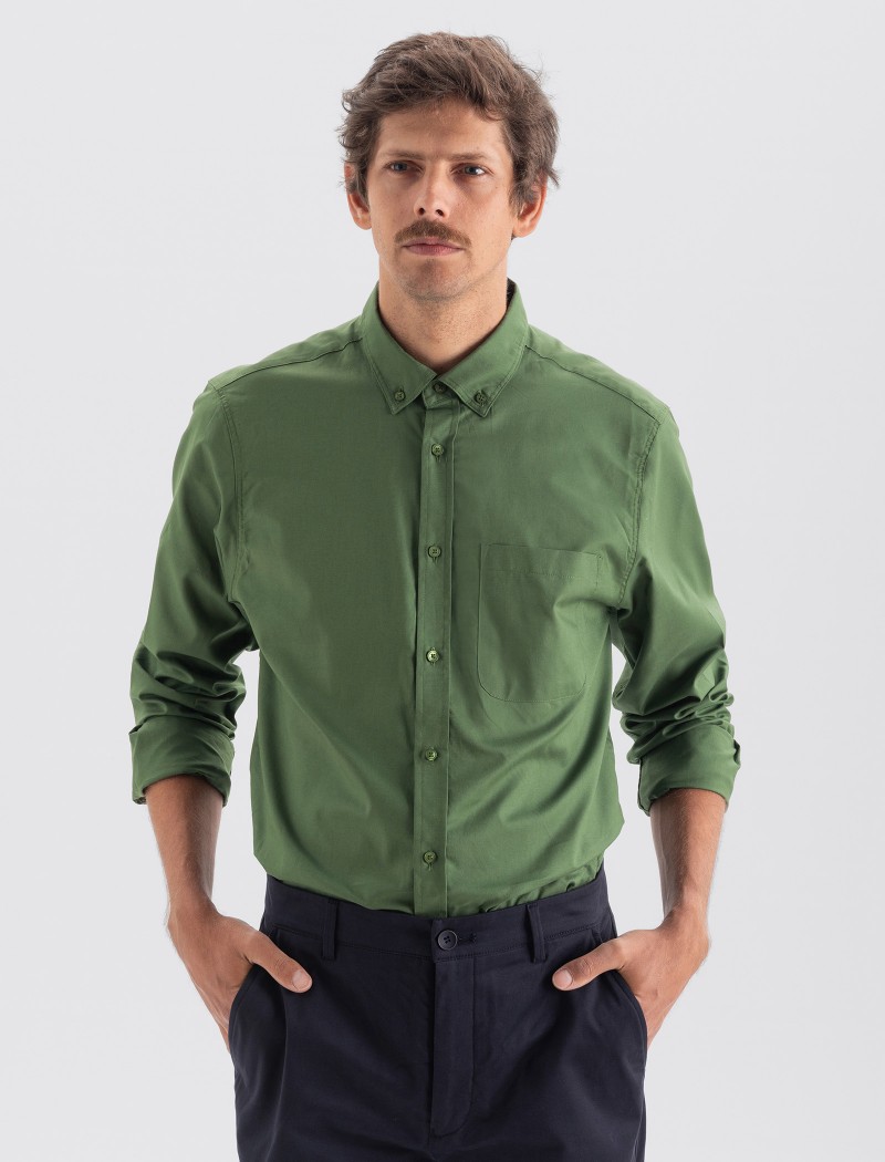 Camisa Oxford hombre verde de Algodón Orgánico Camisa Oxford hombre verde de Algodón Orgánico