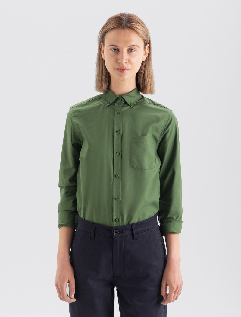 Camisa Oxford Mujer verde de Algodón Orgánico Camisa Oxford Mujer verde de Algodón Orgánico