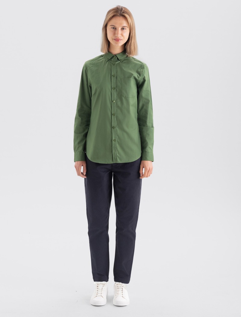 Camisa-oxford-MUJER-verde-3 Camisa Oxford Mujer - Forest