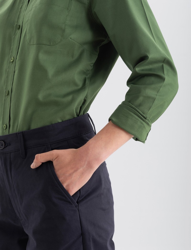 Camisa-oxford-MUJER-verde-5 Camisa Oxford Mujer - Forest