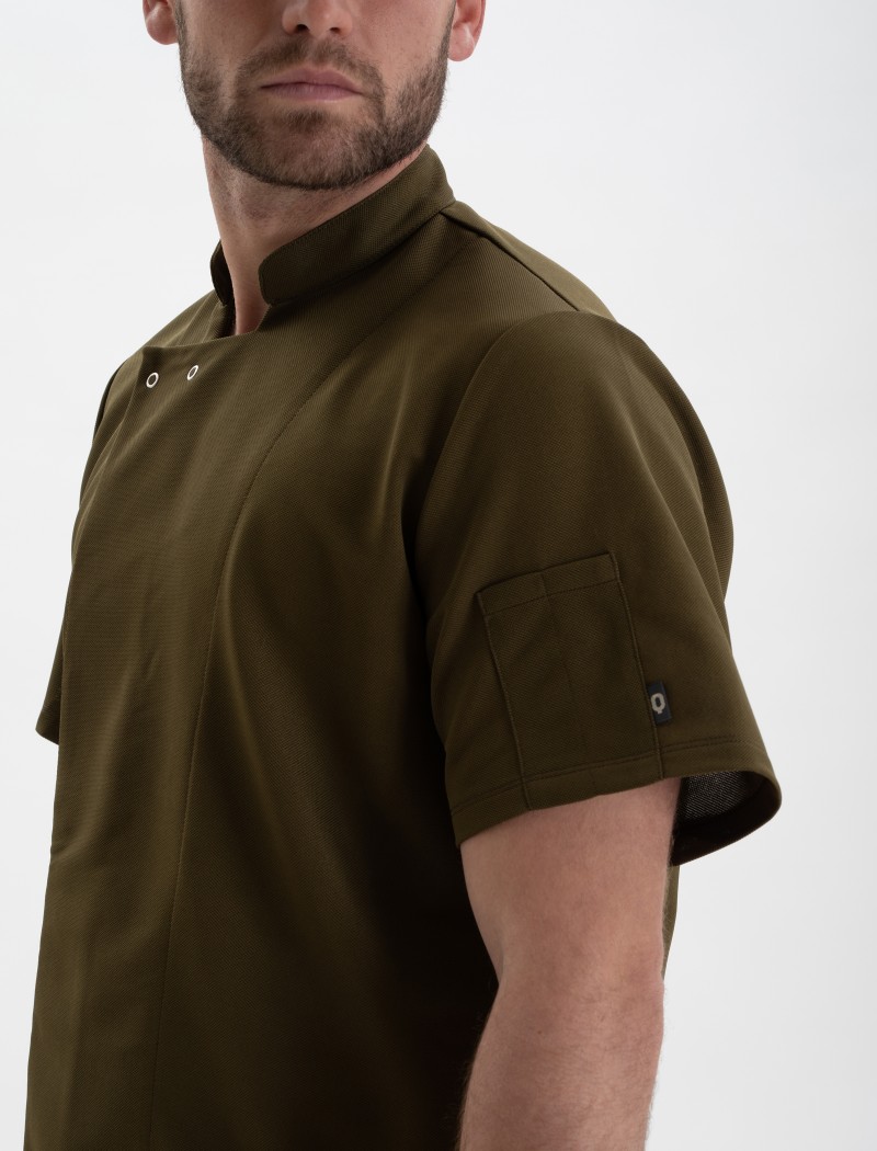 Chaquetilla cocinero verde army lateral Chaquetilla cocinero verde army lateral