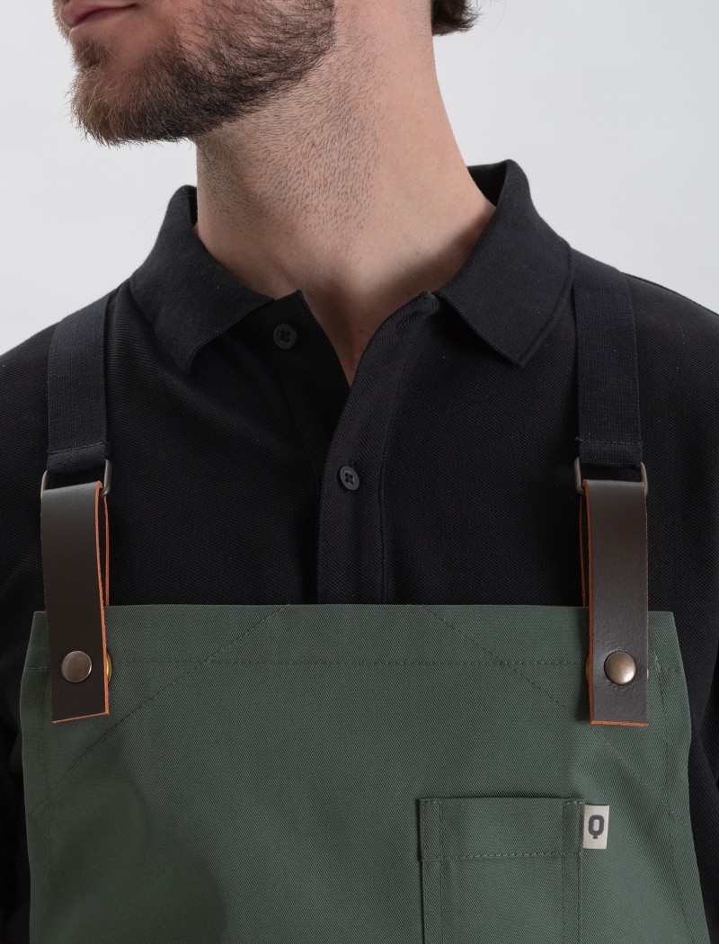 Delantal verde para restaurante cintas cruzadas Delantal verde para restaurante cintas cruzadas