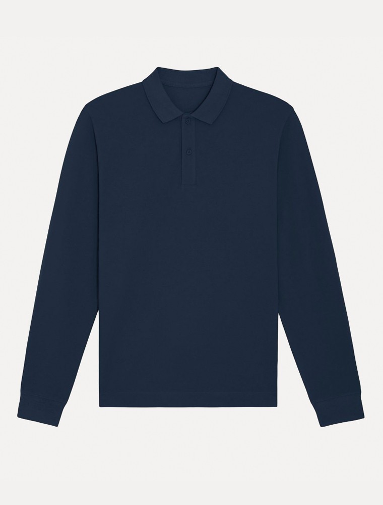 Polo de manga larga azul marino unisex Polo de manga larga azul marino unisex