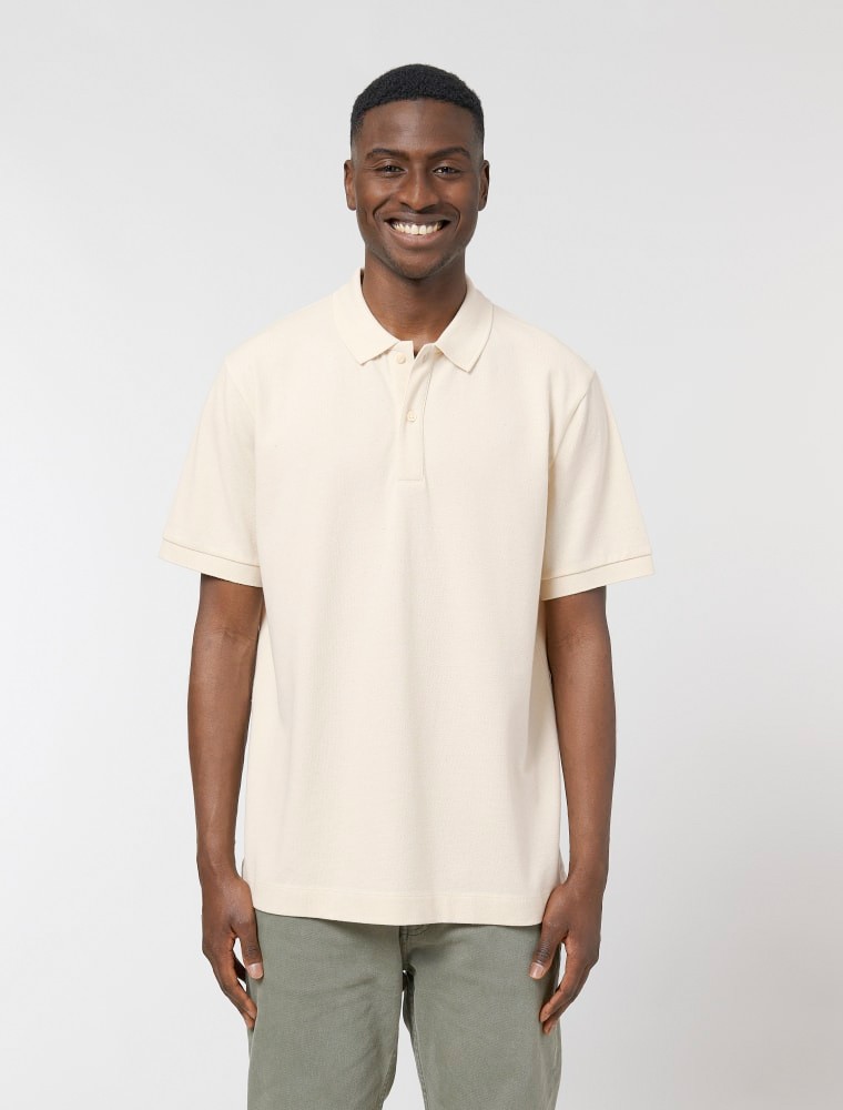 Polo unisex blanco crudo manga corta Polo unisex blanco crudo manga corta