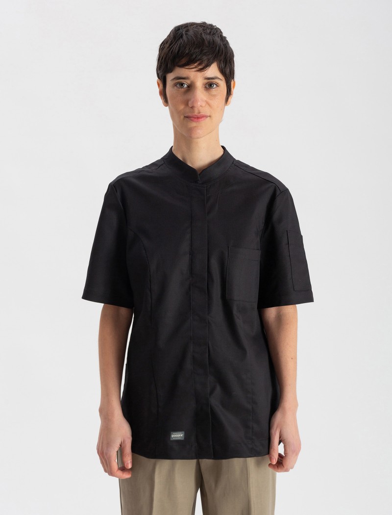 Camisa cocinera negra manga corta Camisa cocinera negra manga corta