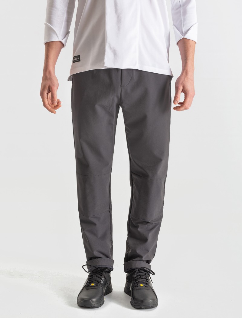 Pantalón de cocinero elástico gris Pantalón de cocinero elástico gris