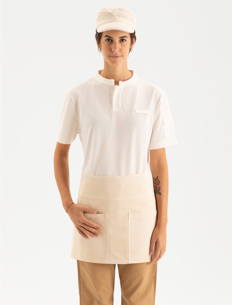 Delantal Tone Short Ecru Vista Delantera | QOOQER Delantal Tone Short Ecru